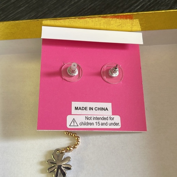 Betsey Johnson Butterfly and Flower Earrings - Blue, Pink, Gold - Picture 3 of 3